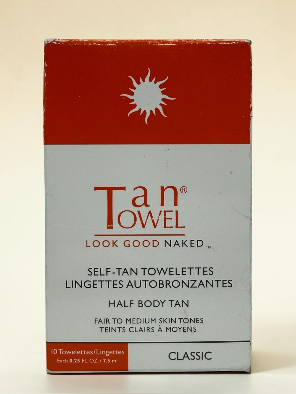 Tan Towel Self Tan Towelettes Classic 10 Count Face Body‎ Sunless Tanner Wipes